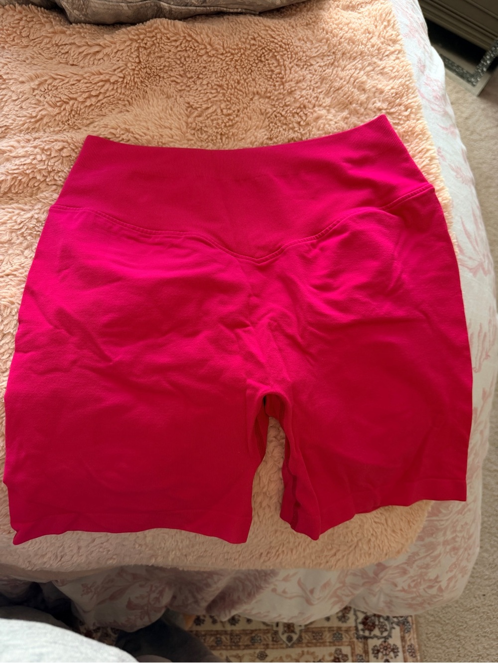 Women's High-Waist Fuchsia Bike Shorts LOGO PEELING